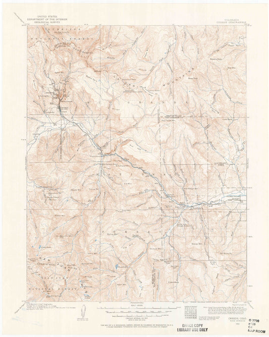 Historic 1914 Creede Colorado 30'x30' Topo Map Image