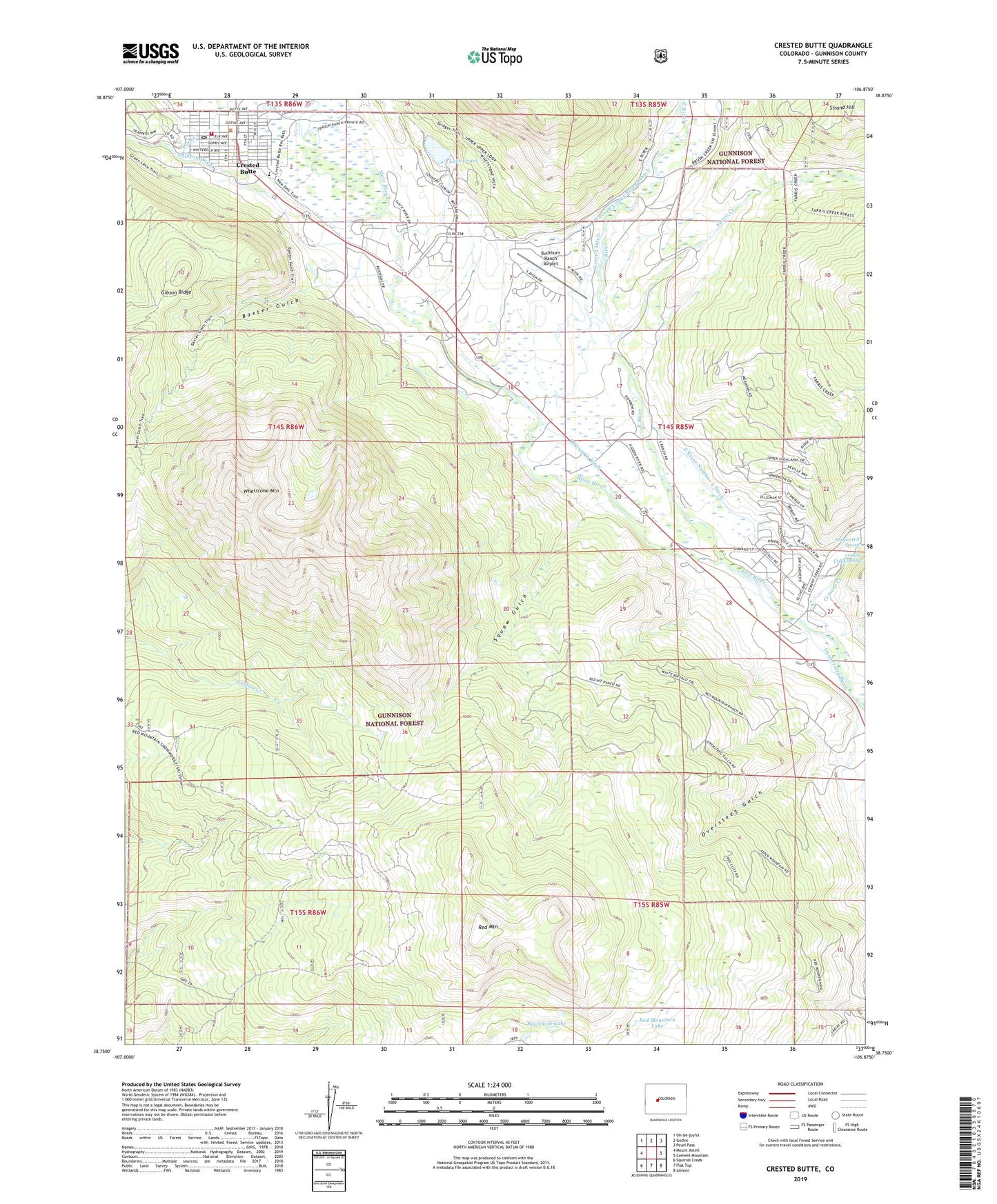 Crested Butte Colorado US Topo Map Image
