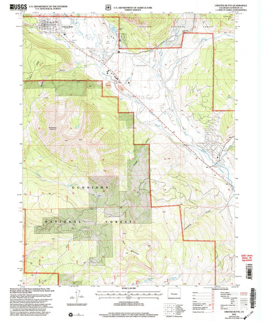 Classic USGS Crested Butte Colorado 7.5'x7.5' Topo Map Image