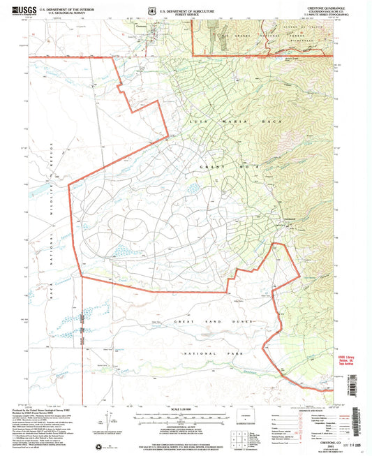 Classic USGS Crestone Colorado 7.5'x7.5' Topo Map Image
