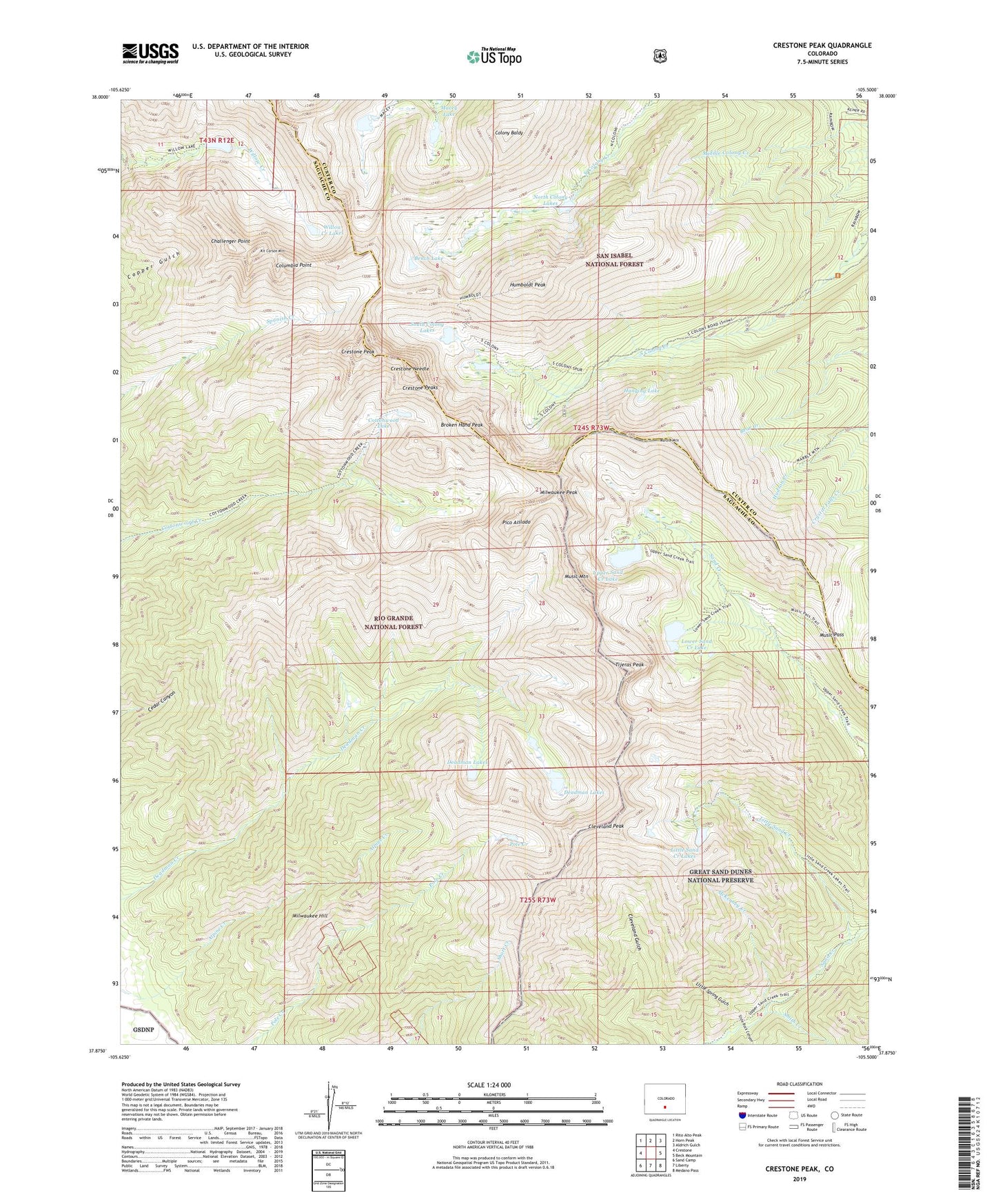 Crestone Peak Colorado US Topo Map Image