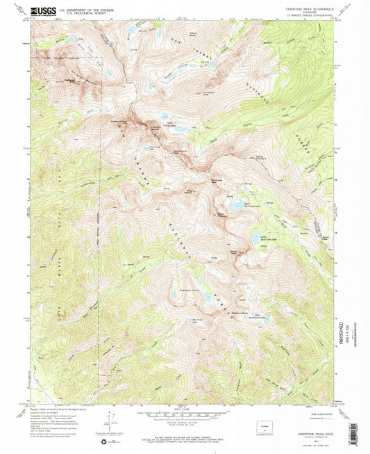 USGS Classic Crestone Peak Colorado 7.5'x7.5' Topo Map Image