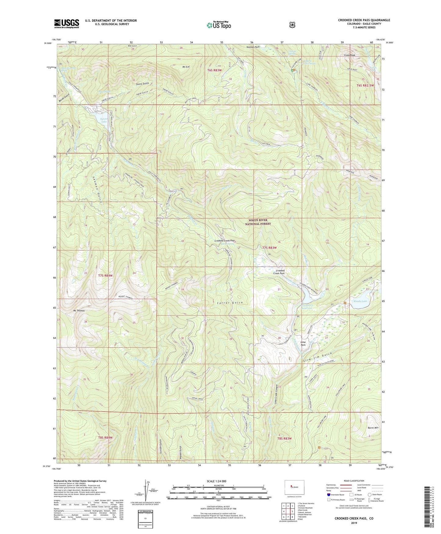 Crooked Creek Pass Colorado US Topo Map Image