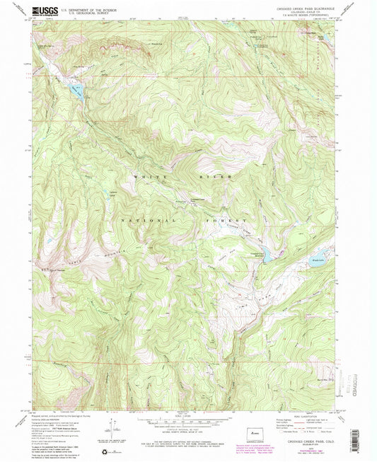 Classic USGS Crooked Creek Pass Colorado 7.5'x7.5' Topo Map Image