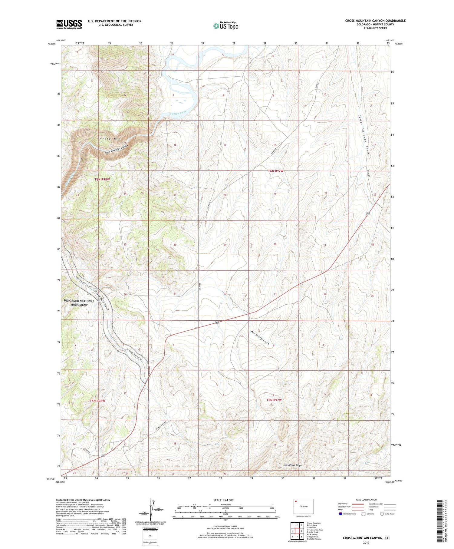 Cross Mountain Canyon Colorado US Topo Map Image