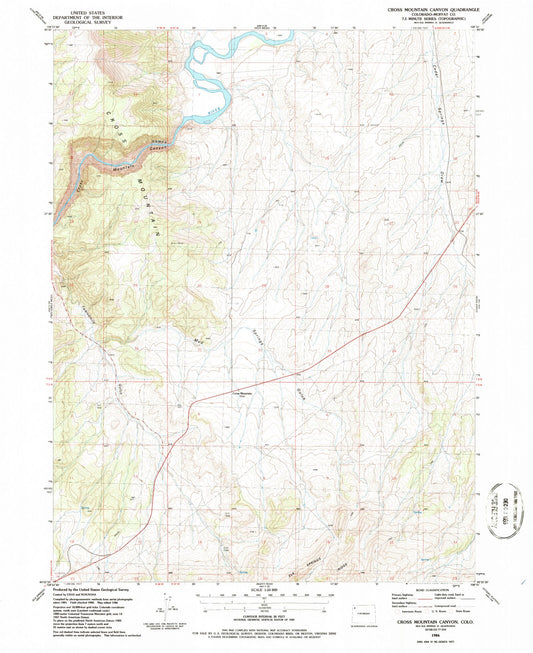 Classic USGS Cross Mountain Canyon Colorado 7.5'x7.5' Topo Map Image