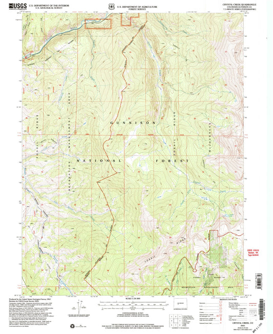 Classic USGS Crystal Creek Colorado 7.5'x7.5' Topo Map Image