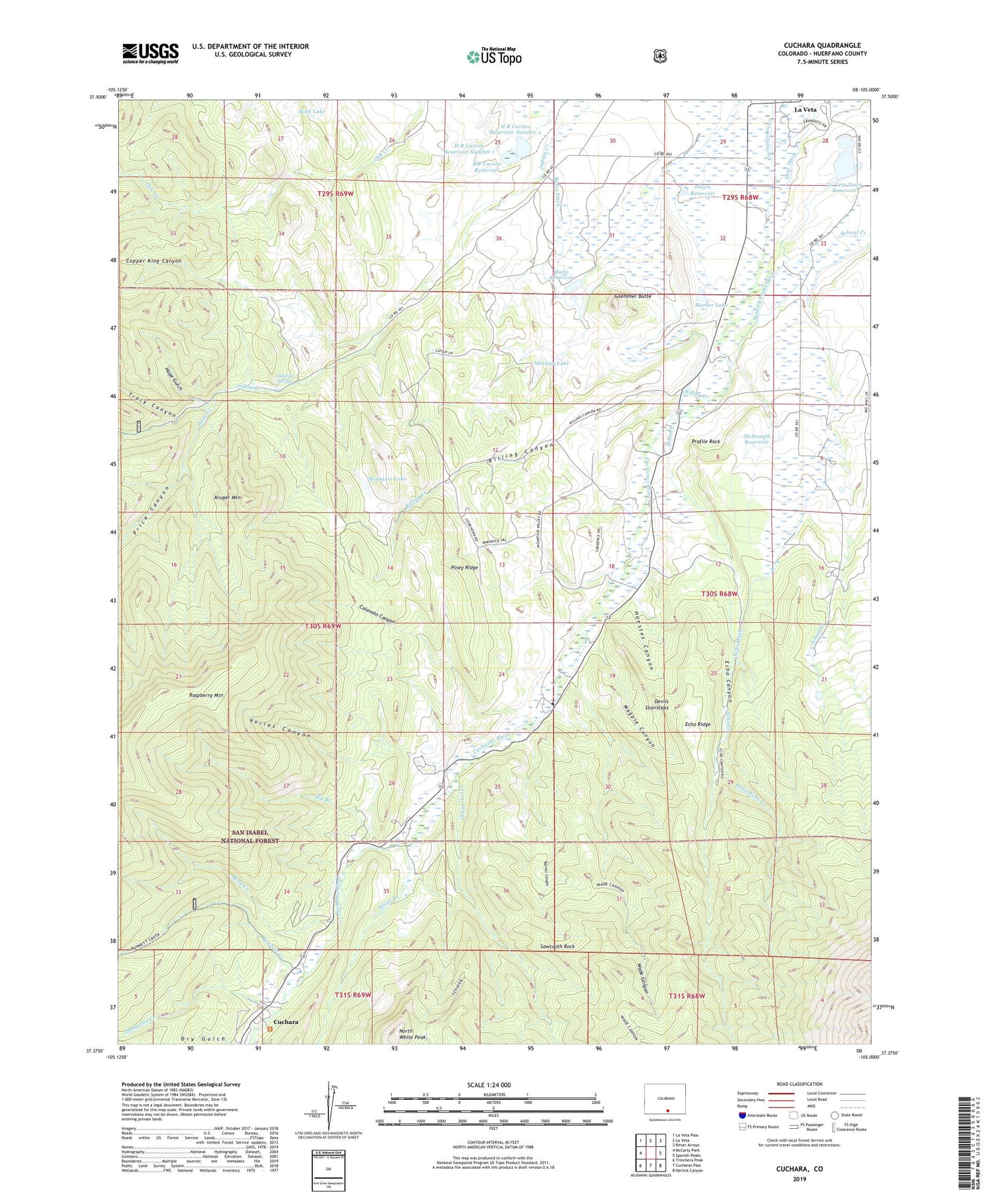 Cuchara Colorado US Topo Map Image