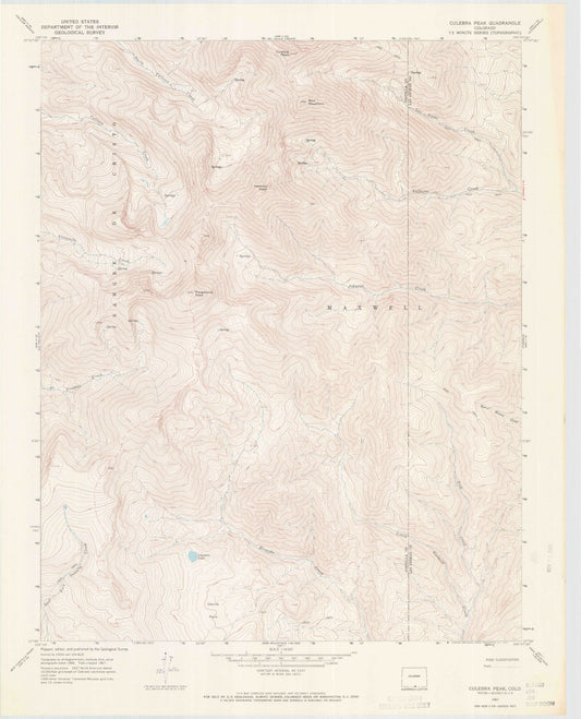 Classic USGS Culebra Peak Colorado 7.5'x7.5' Topo Map Image