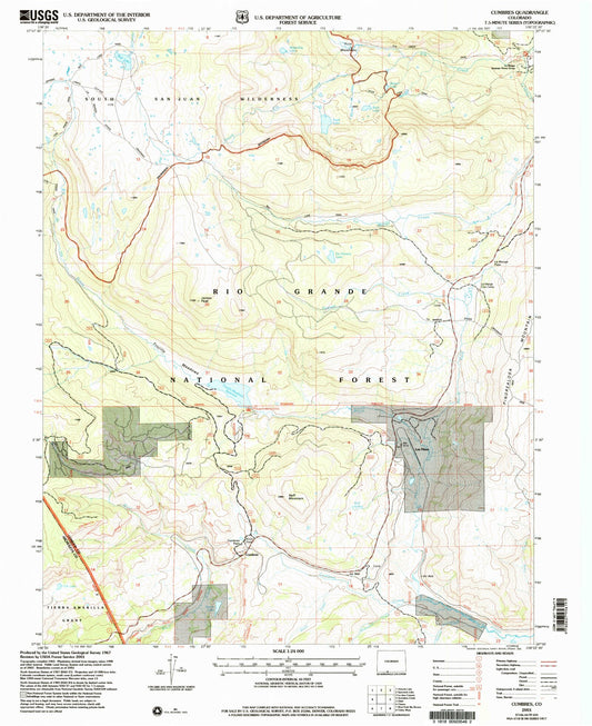 Classic USGS Cumbres Colorado 7.5'x7.5' Topo Map Image