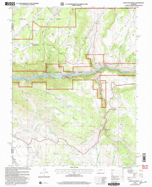 Classic USGS Curecanti Needle Colorado 7.5'x7.5' Topo Map Image