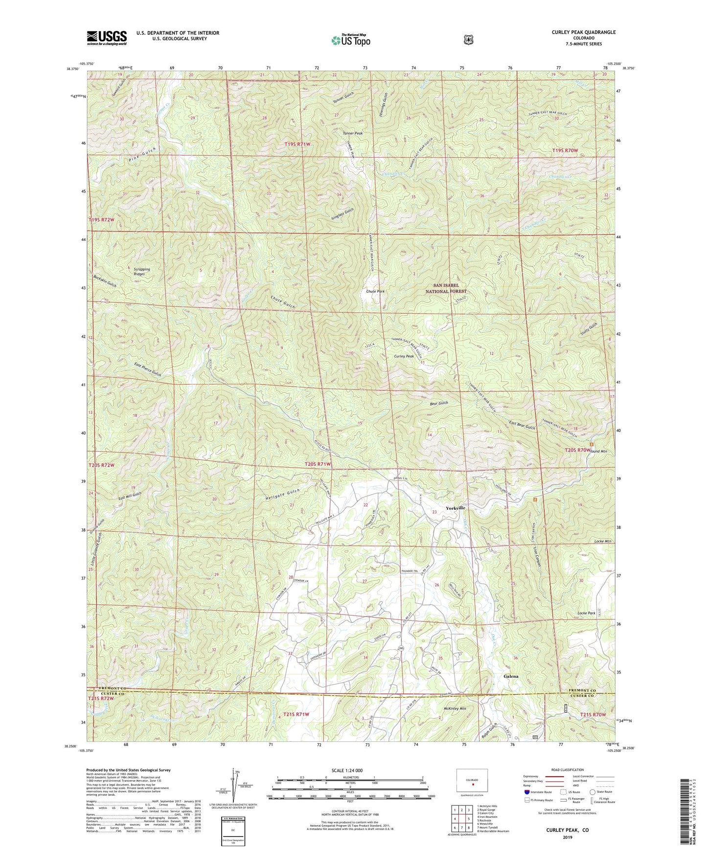 Curley Peak Colorado US Topo Map Image
