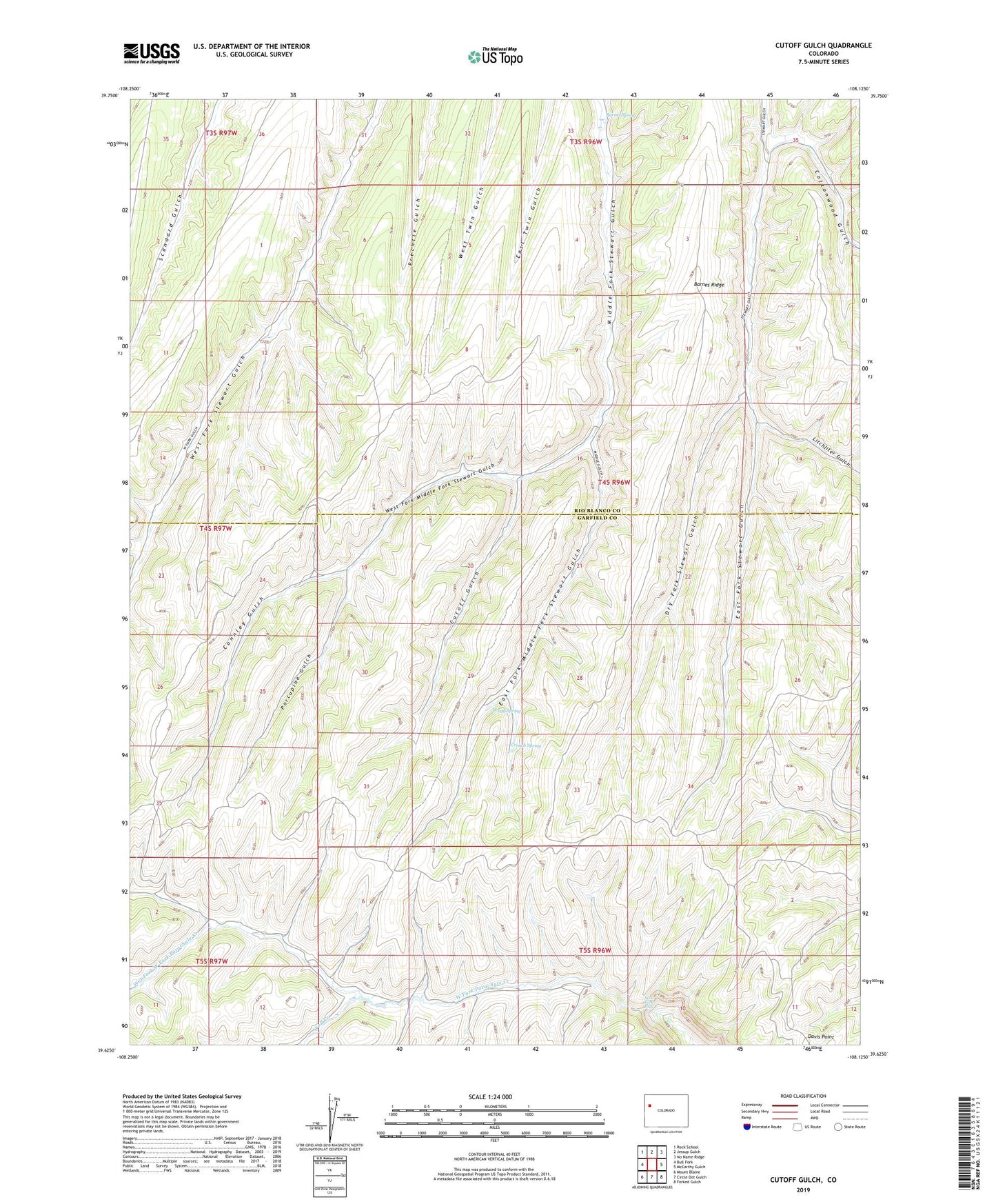 Cutoff Gulch Colorado US Topo Map Image