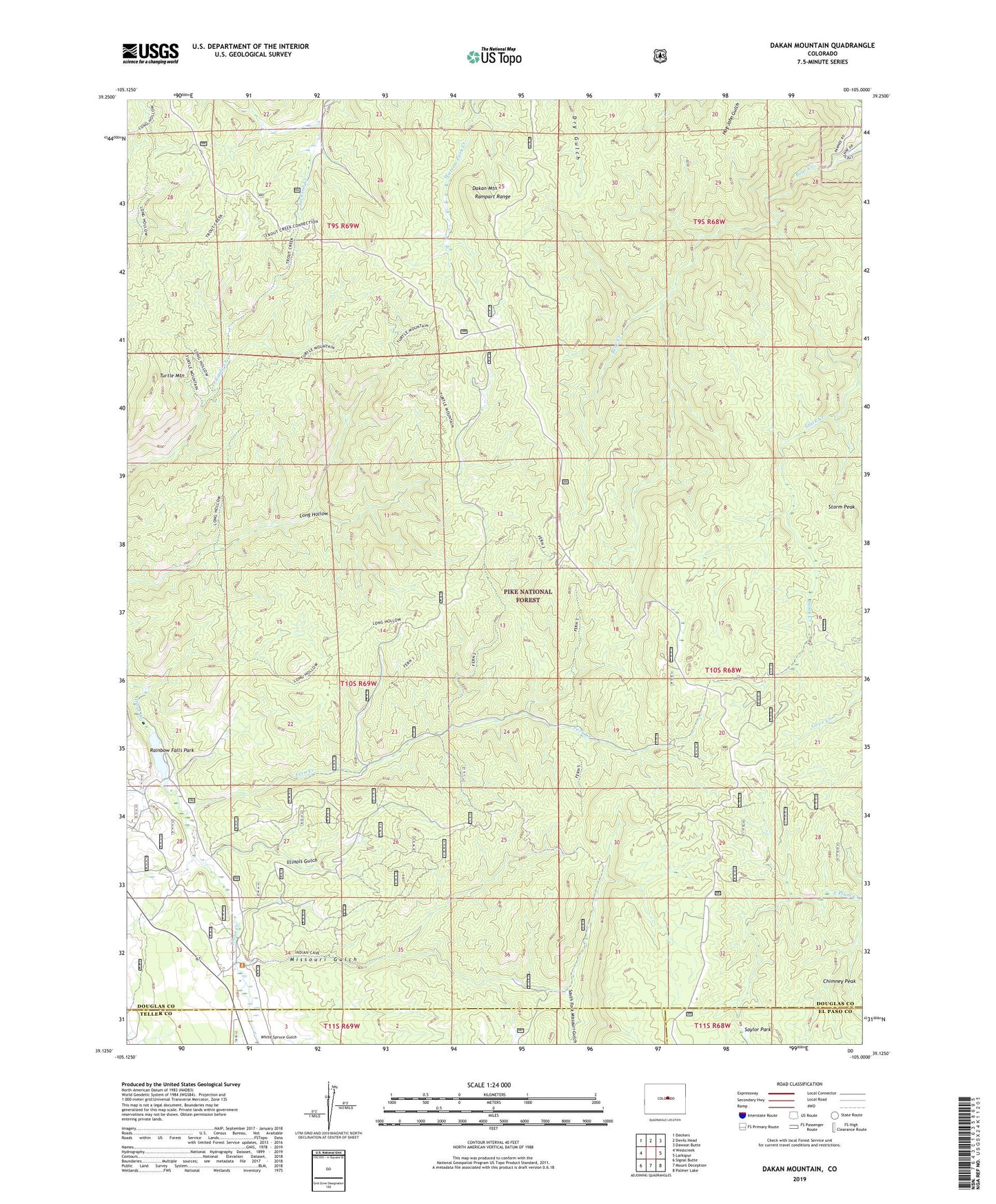 Dakan Mountain Colorado US Topo Map Image