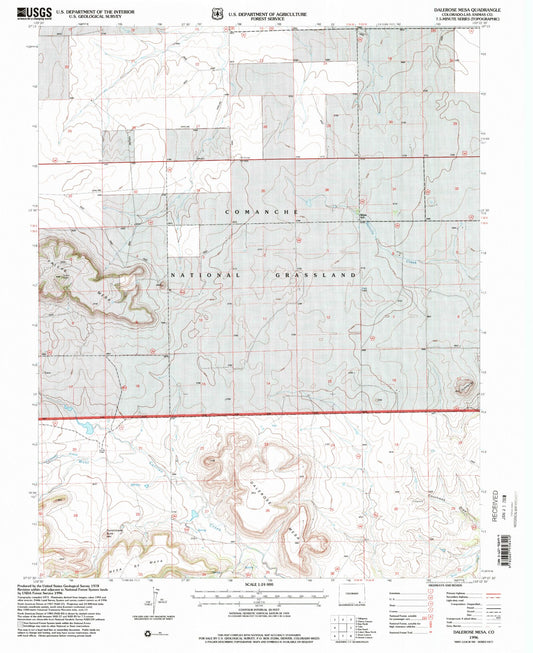 Classic USGS Dalerose Mesa Colorado 7.5'x7.5' Topo Map Image
