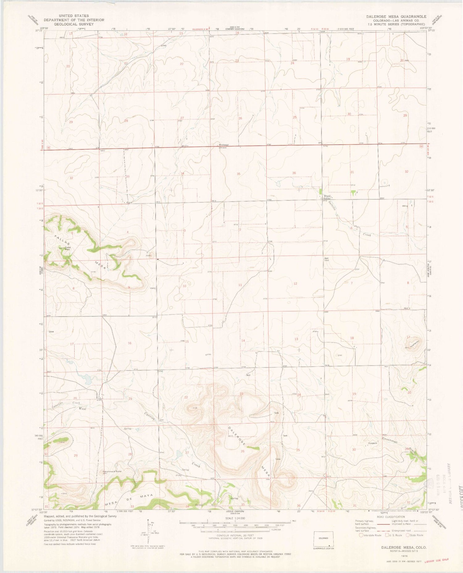 Classic USGS Dalerose Mesa Colorado 7.5'x7.5' Topo Map Image