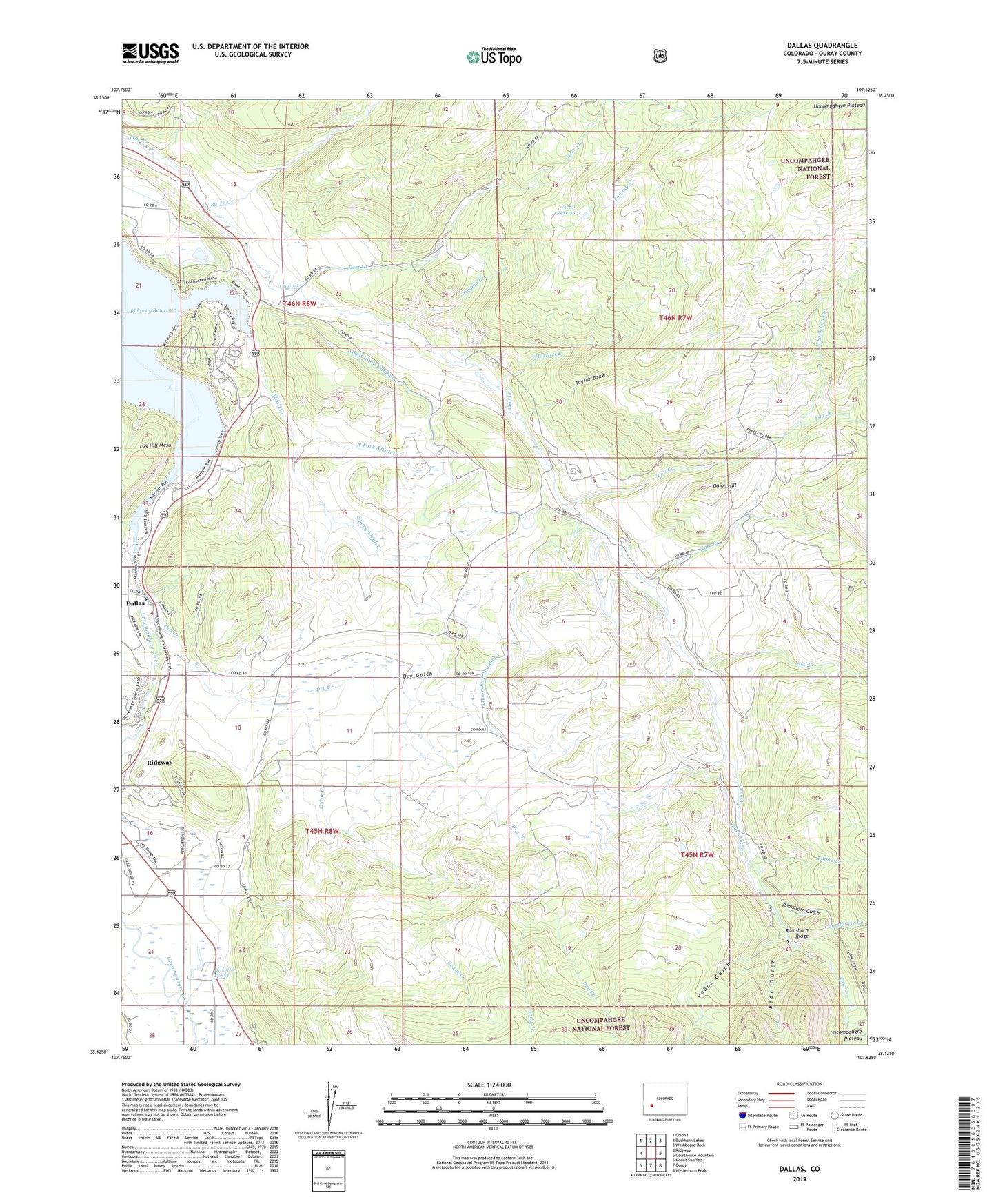 Dallas Colorado US Topo Map Image