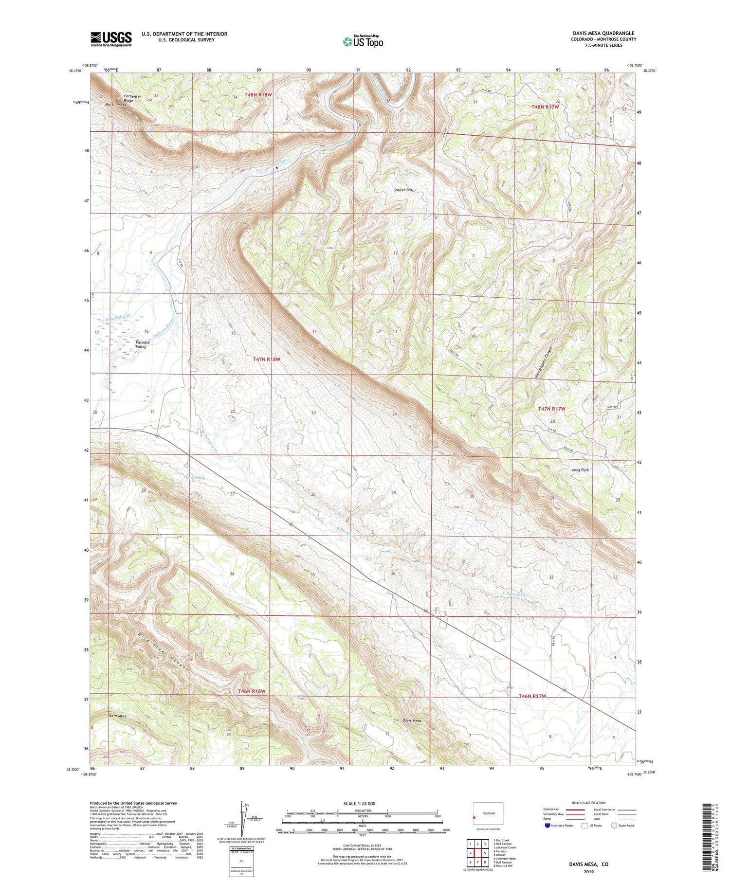 Davis Mesa Colorado US Topo Map Image