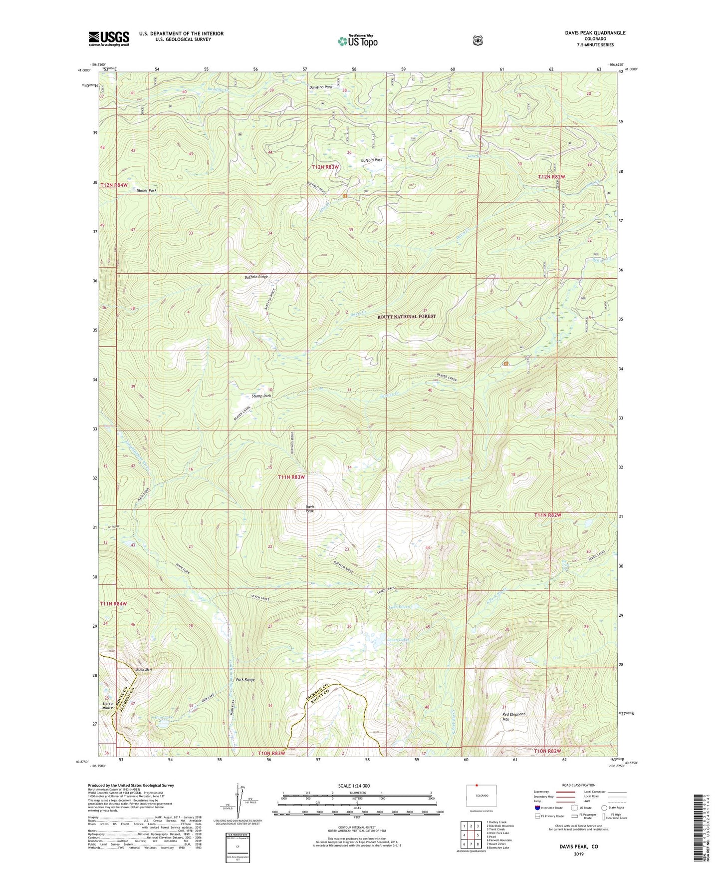 Davis Peak Colorado US Topo Map Image