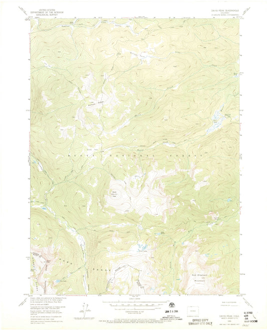 USGS Classic Davis Peak Colorado 7.5'x7.5' Topo Map Image