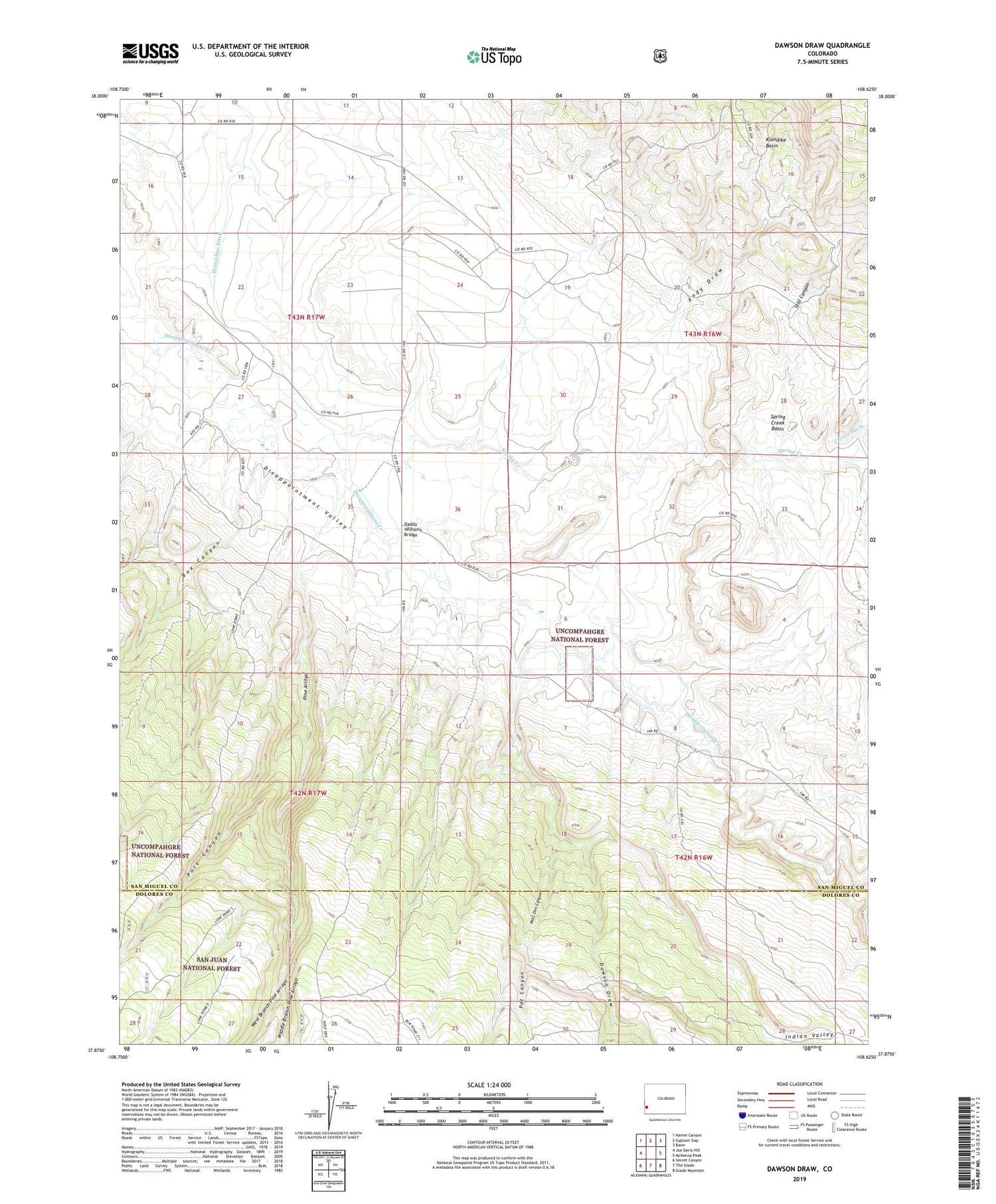 Dawson Draw Colorado US Topo Map Image