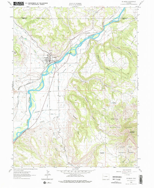 Classic USGS De Beque Colorado 7.5'x7.5' Topo Map Image