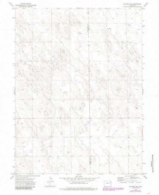 Classic USGS De Nova NE Colorado 7.5'x7.5' Topo Map Image