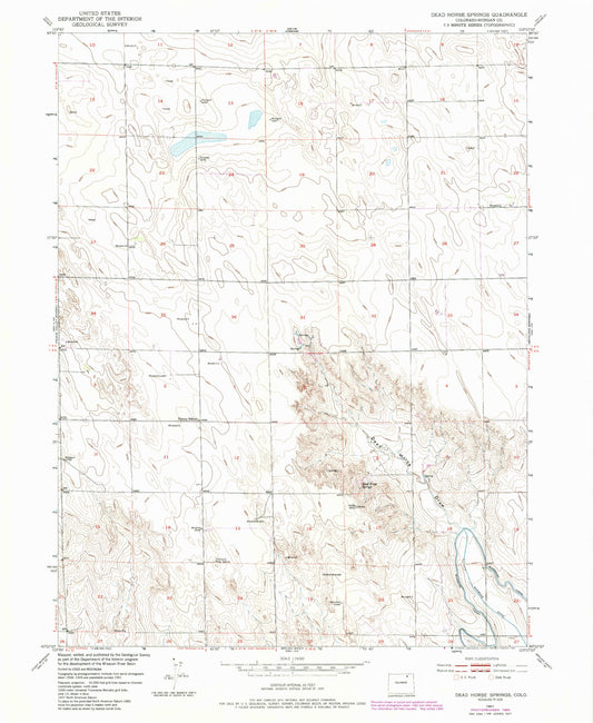 Classic USGS Dead Horse Springs Colorado 7.5'x7.5' Topo Map Image