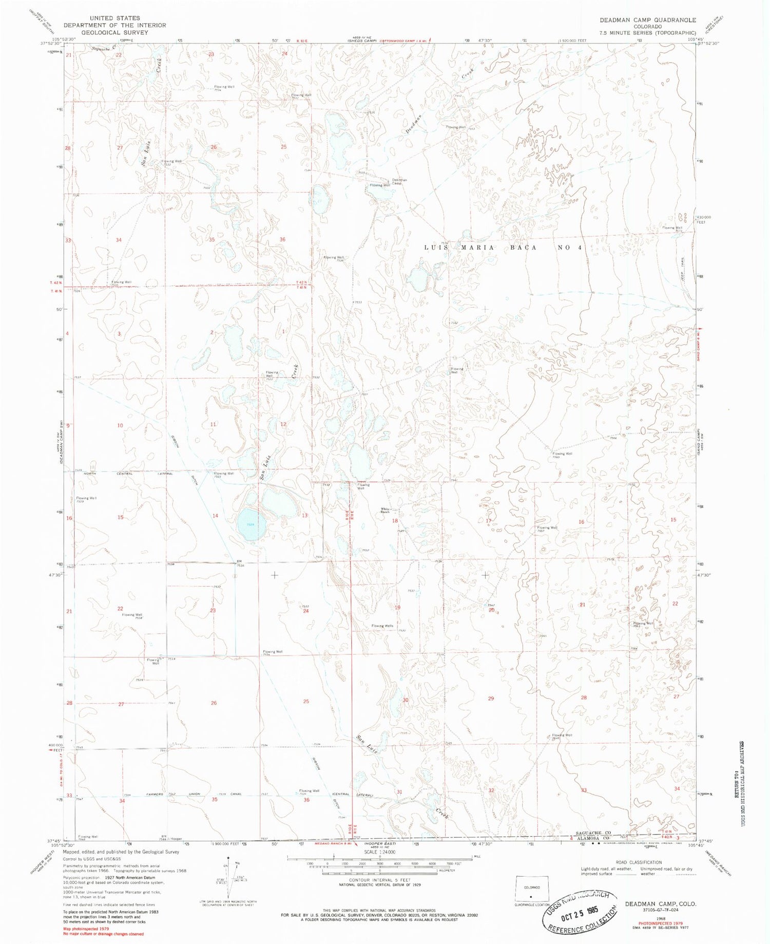 Classic USGS Deadman Camp Colorado 7.5'x7.5' Topo Map Image