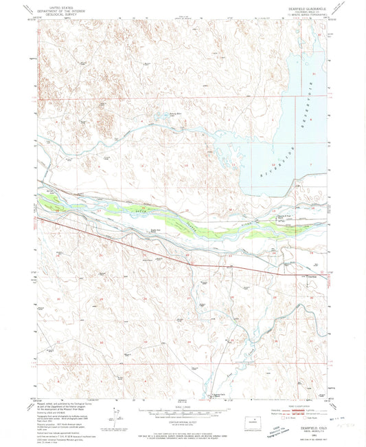 Classic USGS Dearfield Colorado 7.5'x7.5' Topo Map Image