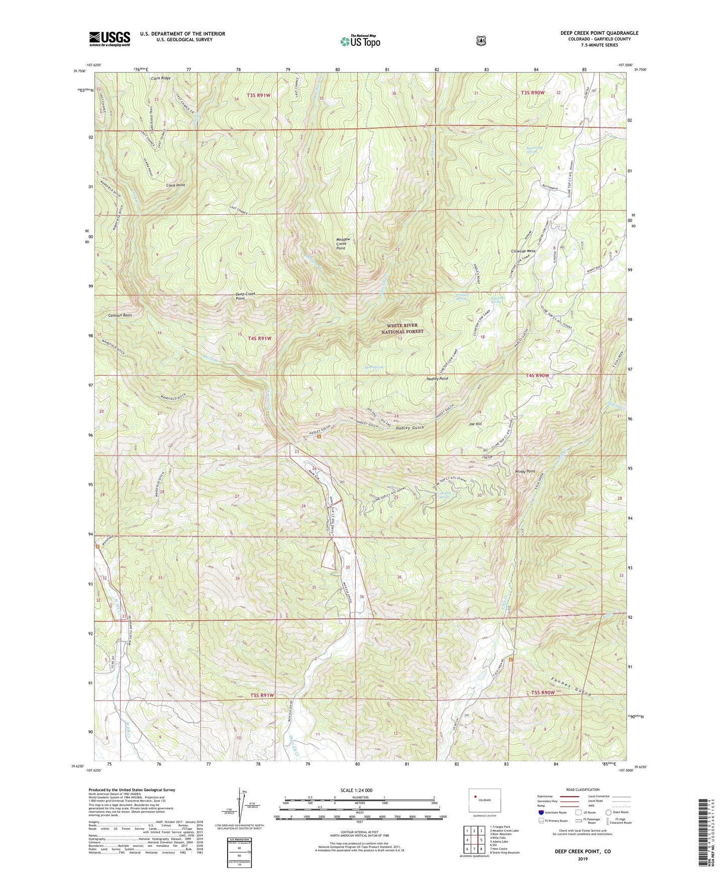 Deep Creek Point Colorado US Topo Map Image