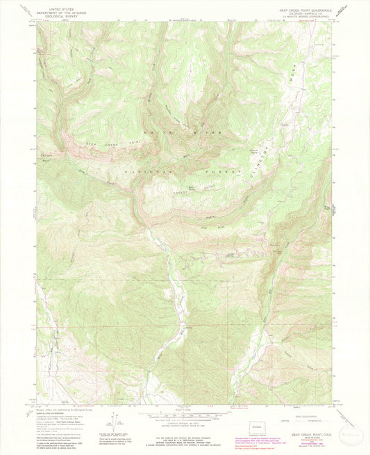 Classic USGS Deep Creek Point Colorado 7.5'x7.5' Topo Map Image