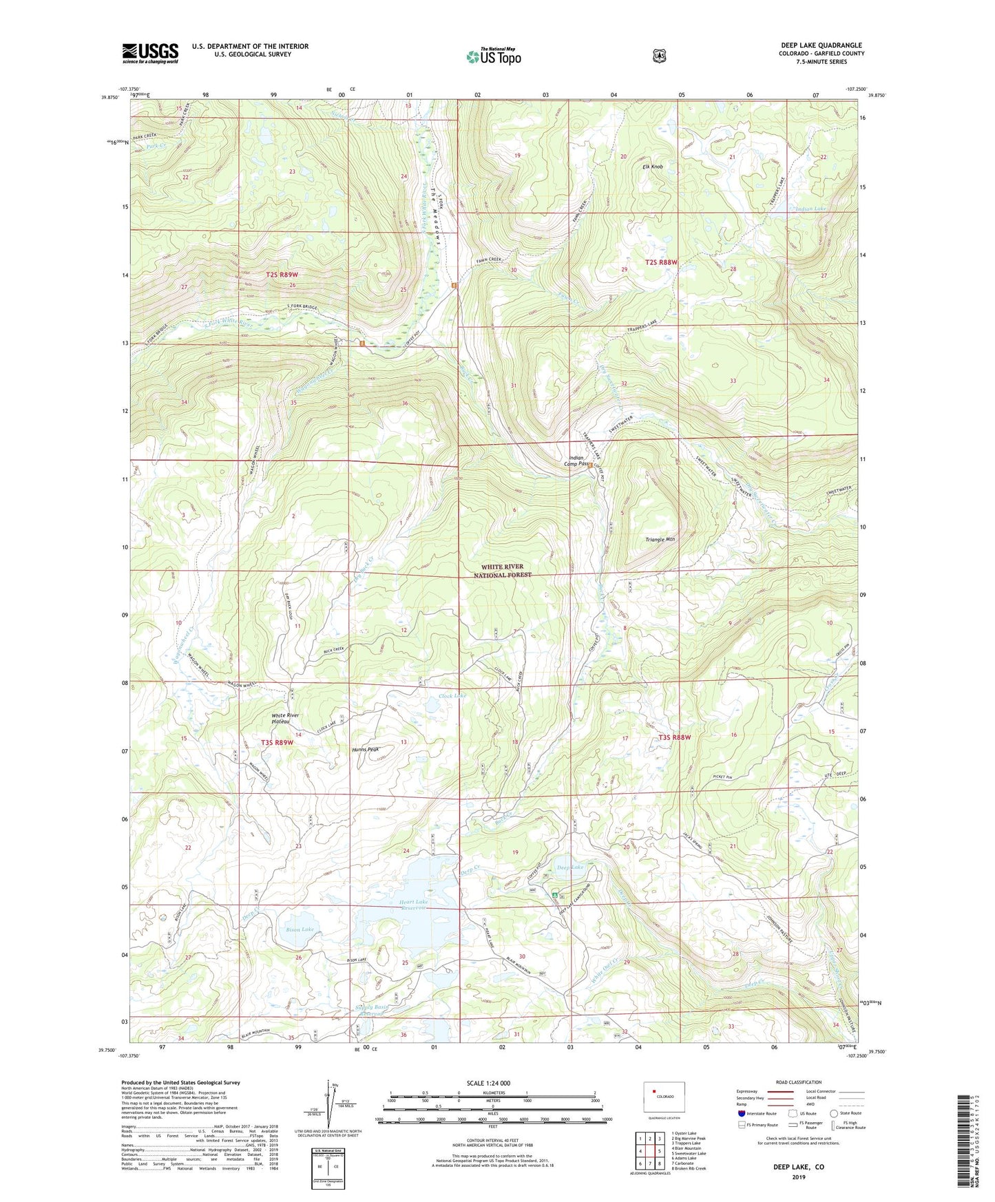 Deep Lake Colorado US Topo Map Image