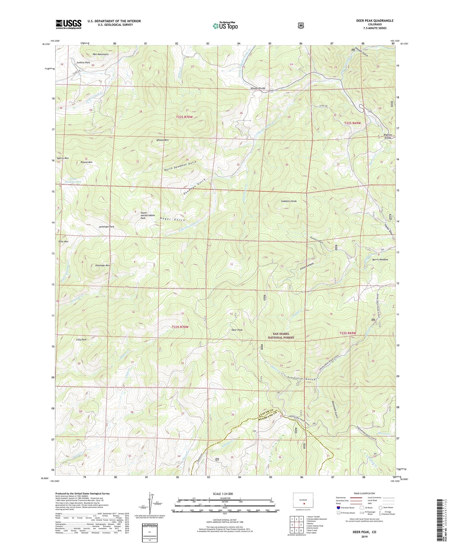 Deer Peak Colorado US Topo Map Image
