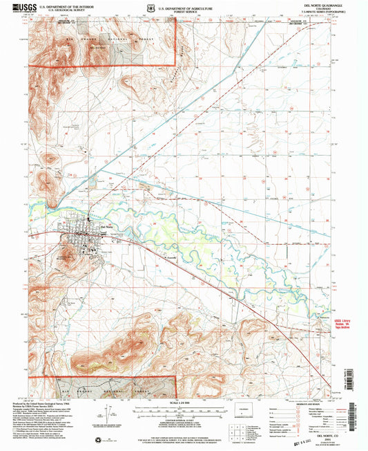 Classic USGS Del Norte Colorado 7.5'x7.5' Topo Map Image