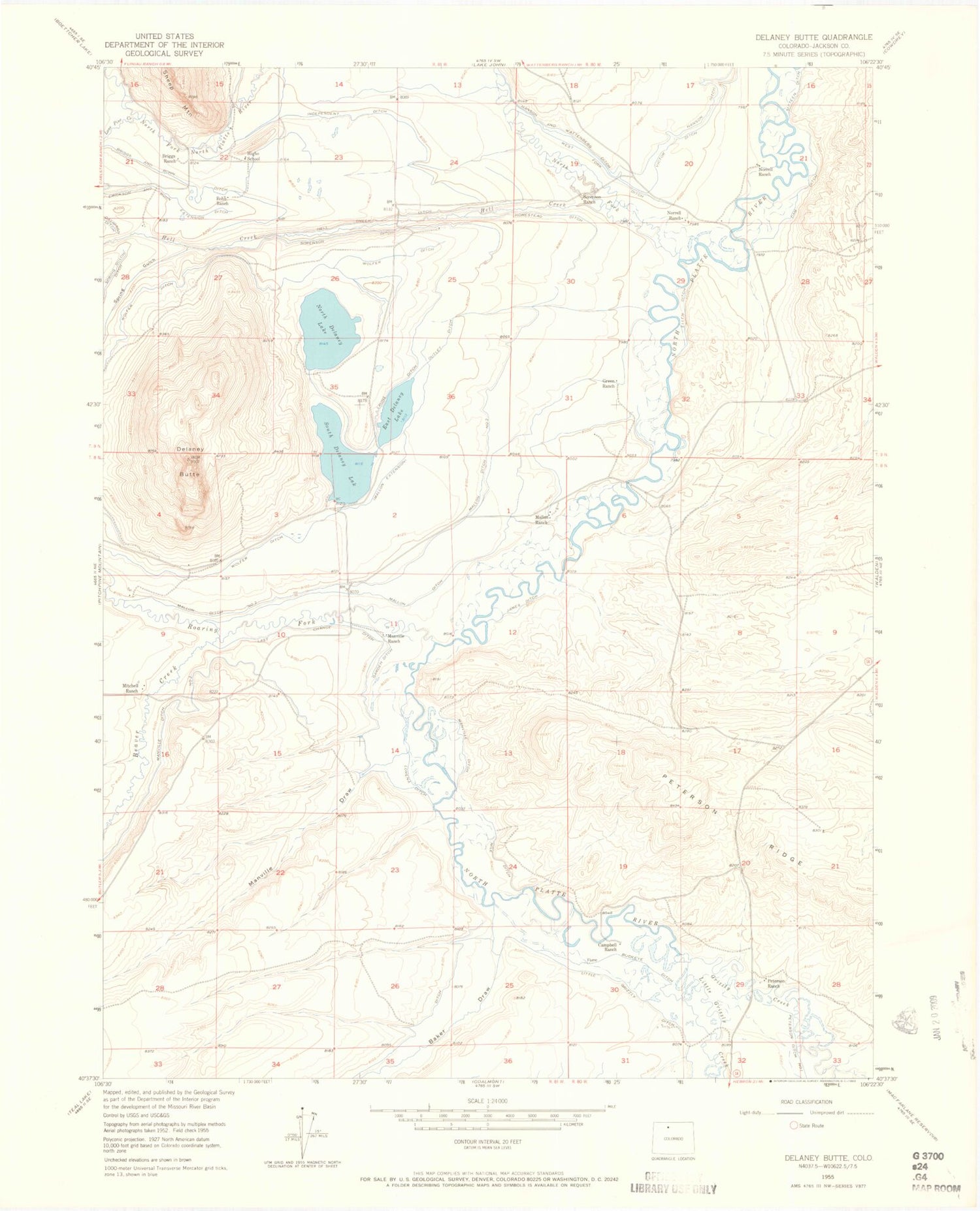 Classic USGS Delaney Butte Colorado 7.5'x7.5' Topo Map Image