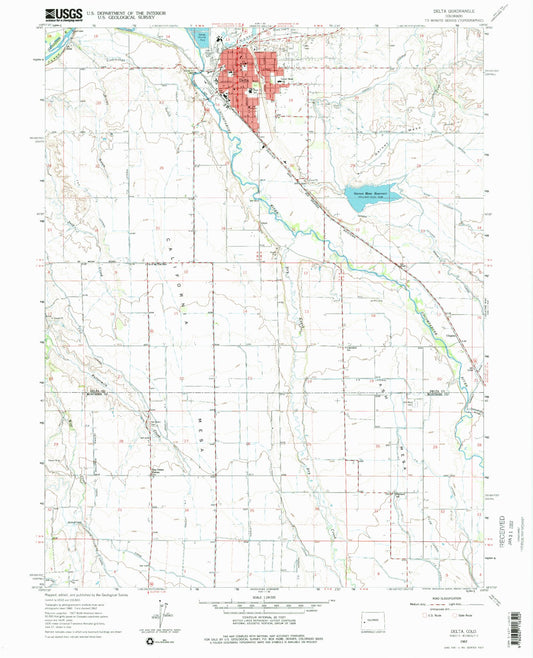 Classic USGS Delta Colorado 7.5'x7.5' Topo Map Image