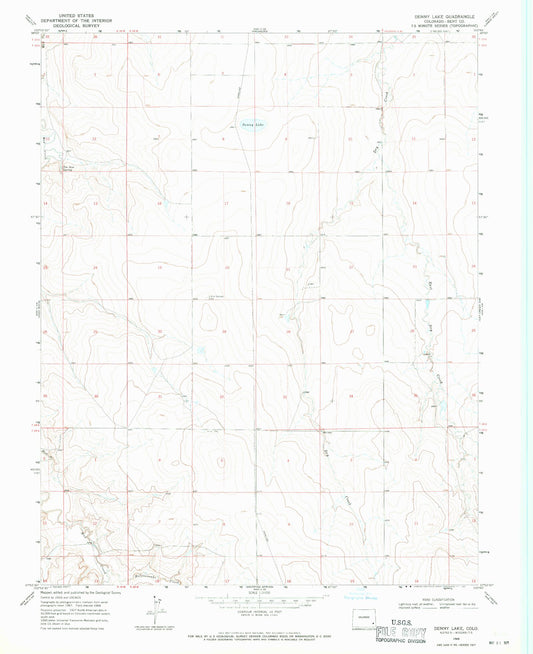 Classic USGS Denny Lake Colorado 7.5'x7.5' Topo Map Image