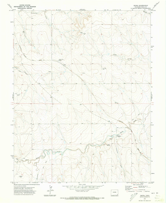 Classic USGS Deora Colorado 7.5'x7.5' Topo Map Image