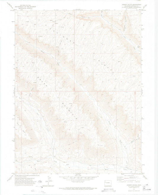 Classic USGS Desert Gulch Colorado 7.5'x7.5' Topo Map Image
