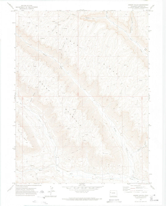 Classic USGS Desert Gulch Colorado 7.5'x7.5' Topo Map Image