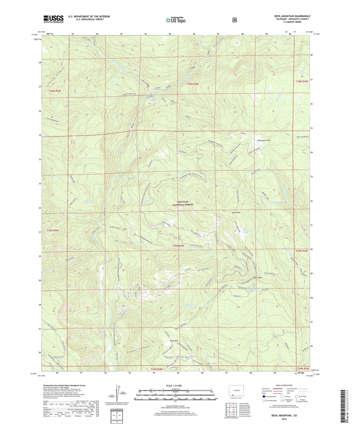 Devil Mountain Colorado US Topo Map Image