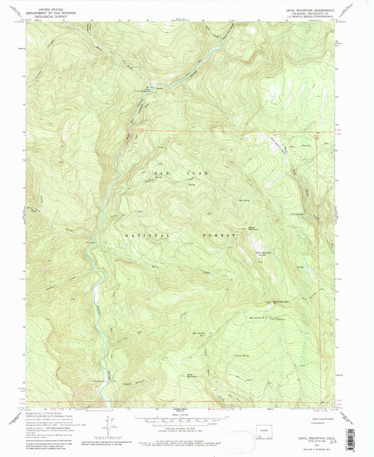 USGS Classic Devil Mountain Colorado 7.5'x7.5' Topo Map Image