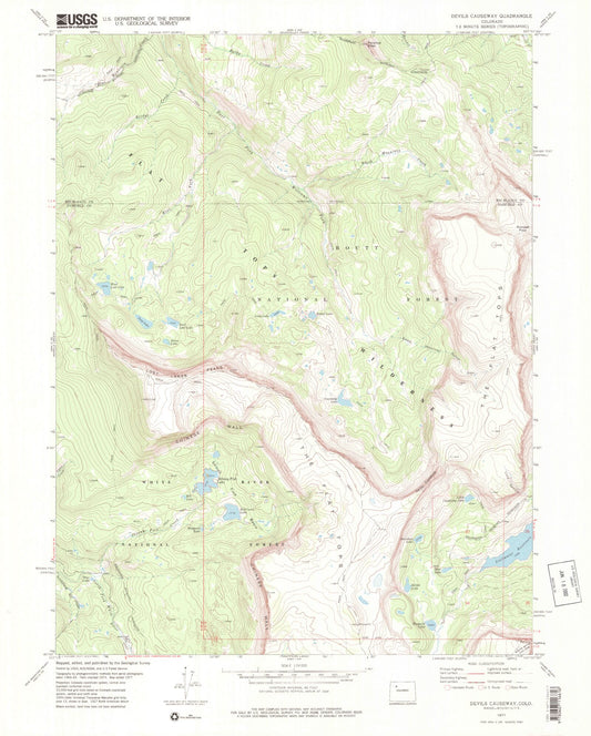 USGS Classic Devils Causeway Colorado 7.5'x7.5' Topo Map Image
