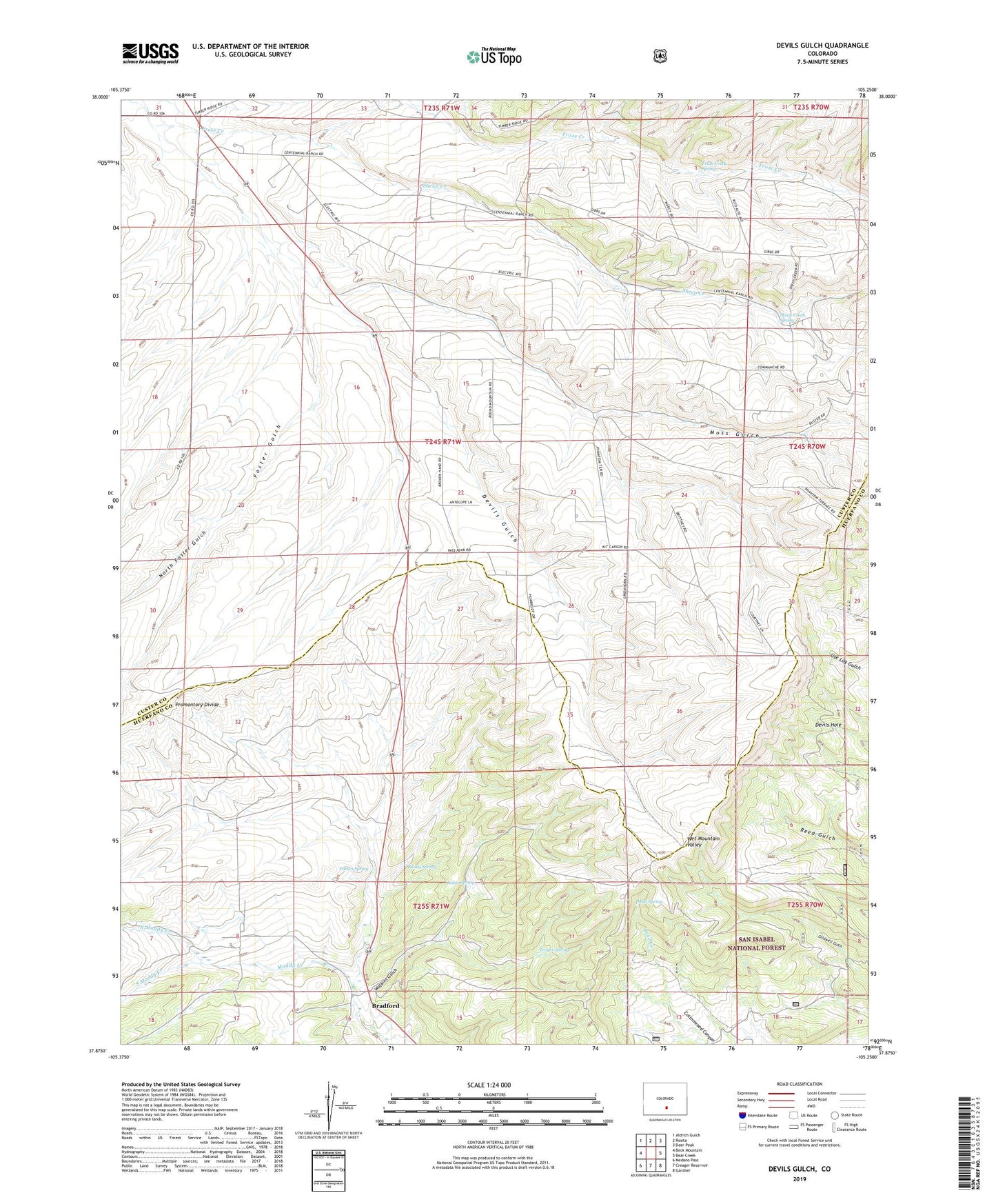 Devils Gulch Colorado US Topo Map Image