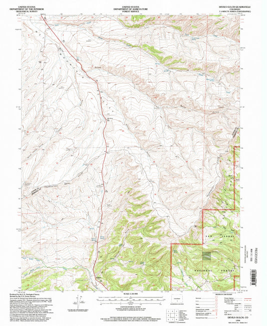Classic USGS Devils Gulch Colorado 7.5'x7.5' Topo Map Image