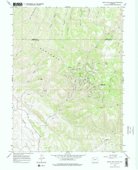 Classic USGS Devils Hole Gulch Colorado 7.5'x7.5' Topo Map Image