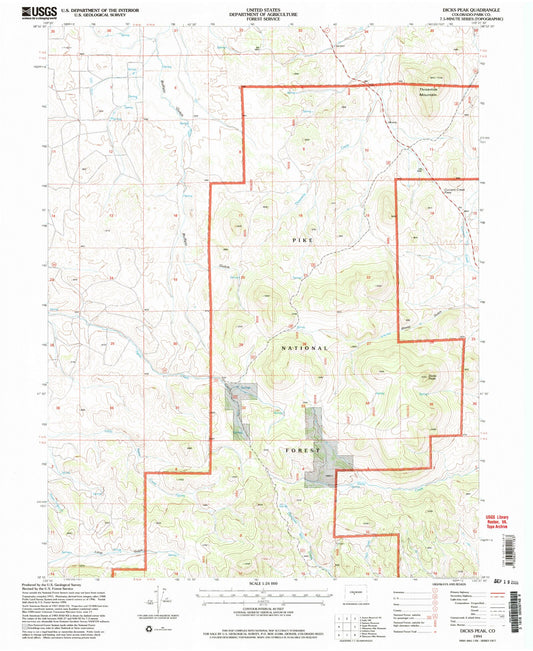 Classic USGS Dicks Peak Colorado 7.5'x7.5' Topo Map Image