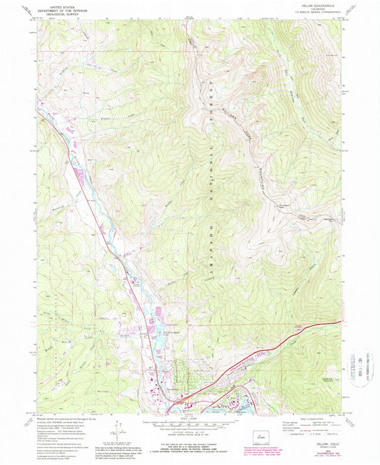 Classic USGS Dillon Colorado 7.5'x7.5' Topo Map Image