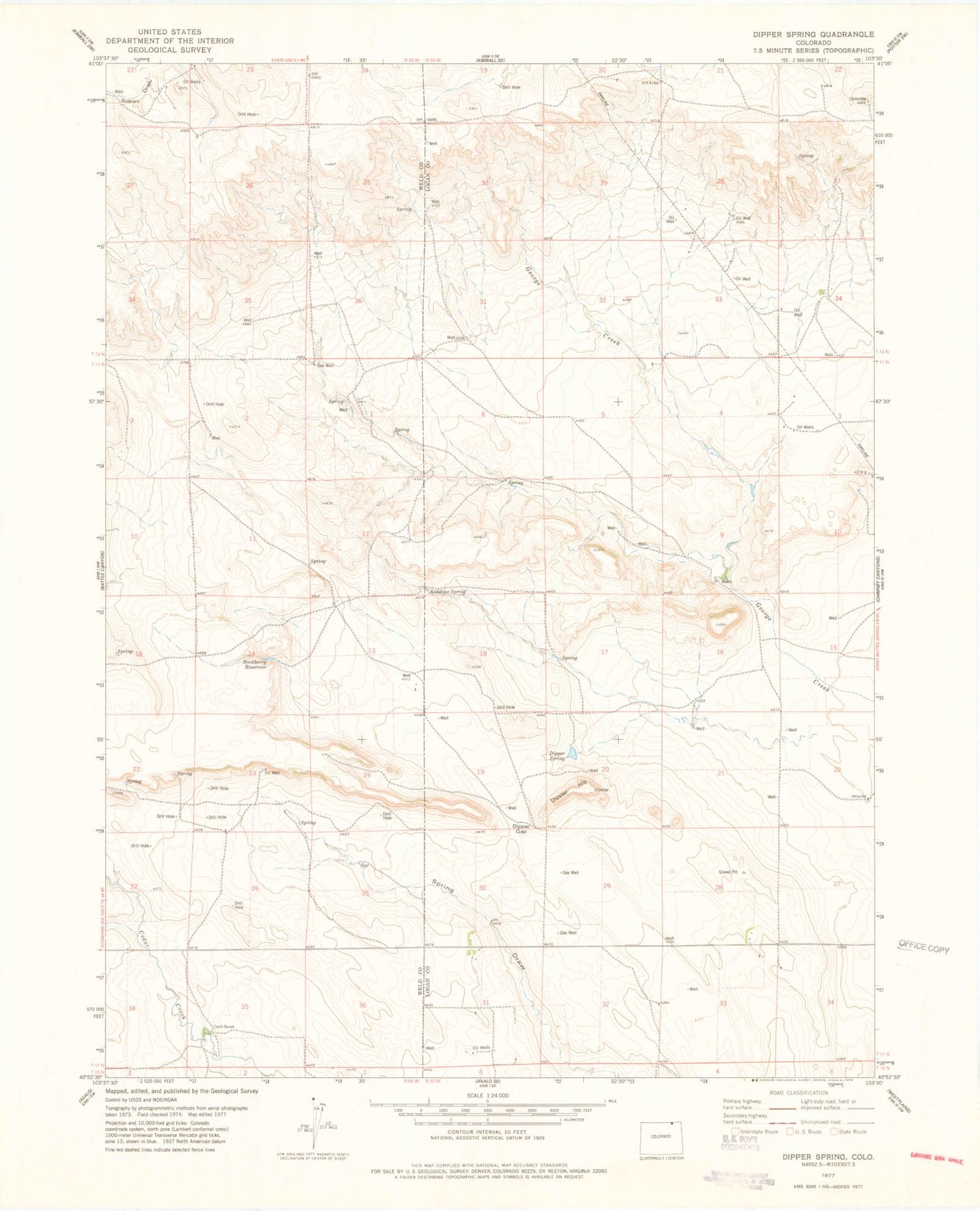Classic USGS Dipper Spring Colorado 7.5'x7.5' Topo Map Image